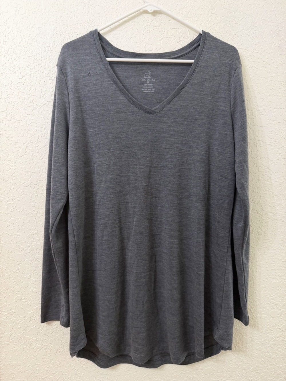 Woolx Long Sleeve Merino Wool V-Neck Tunic Top - 1X